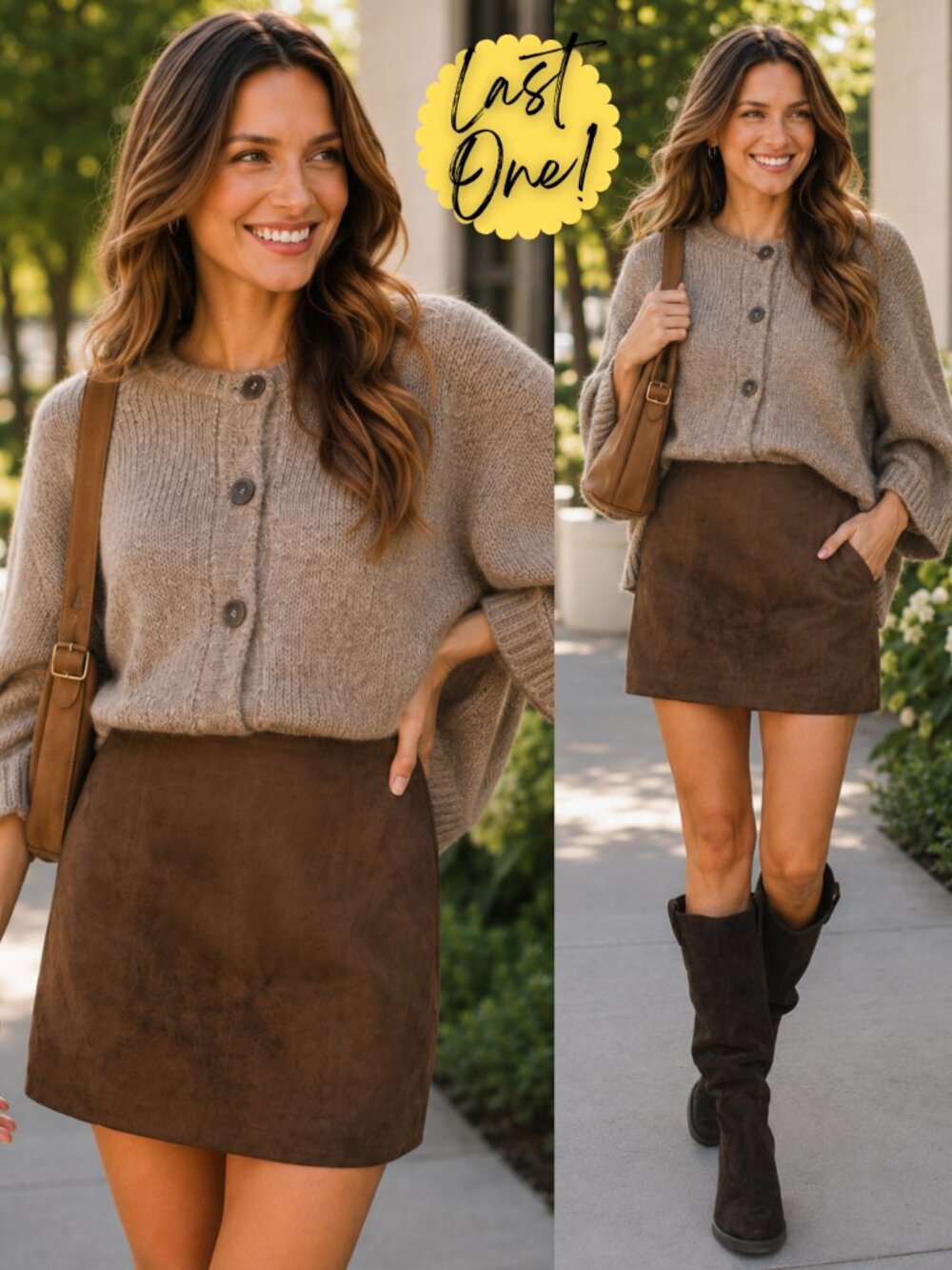 Sandy Fitted Suede Mini Skirt | Women's Chocolate Brown Fall and Winter Bottoms